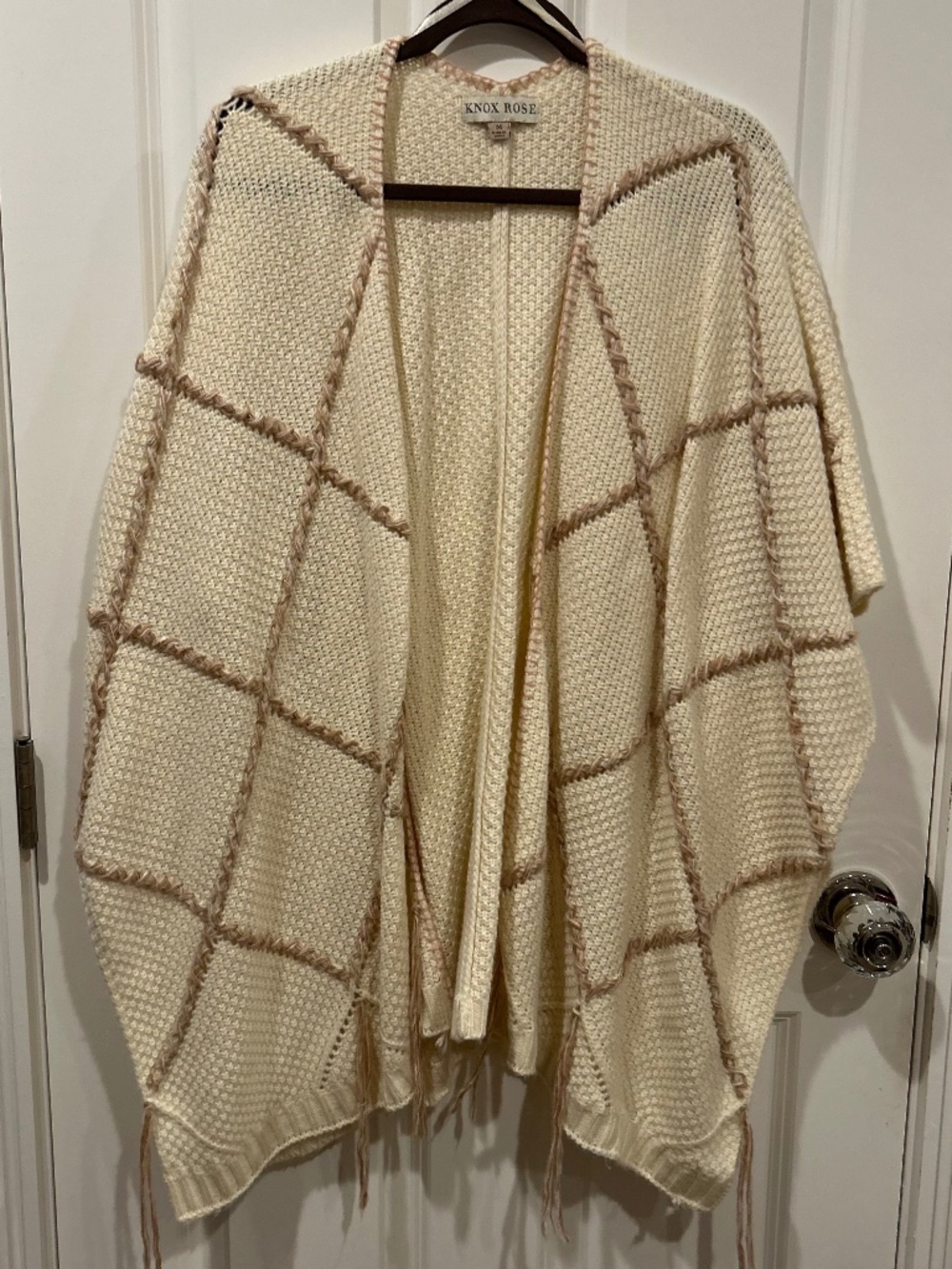 Knox Rose Cream Oversized Open Front Knit Cardigan Size Medium